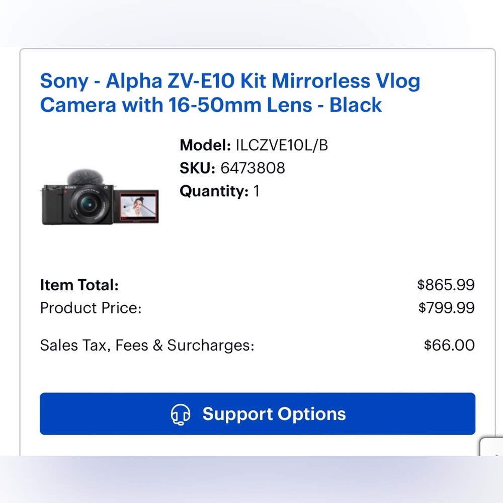 Sony ZV-E10 camera with tripod